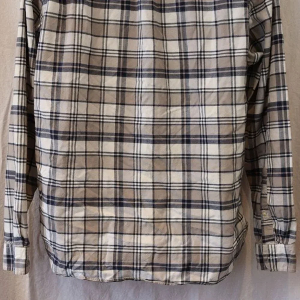 Jcrew Vintage Oxford Plaid Button Down Shirt LG Gray Black White